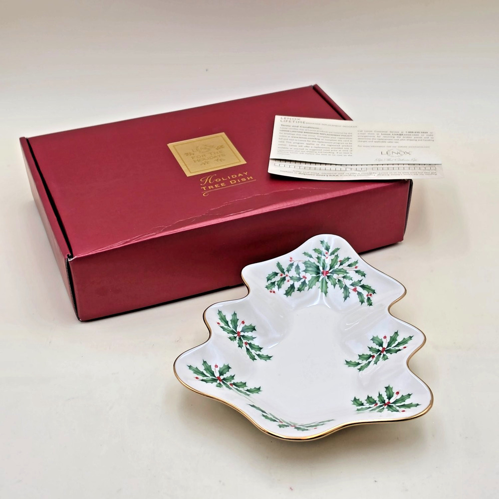 Lenox Holiday Tree Dish 8.5" Ivory Porcelain Christmas Tableware MPN 121151301